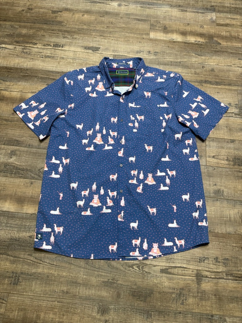 Williams Murray  Luma Buddha Short-Sleeve Printed Button-Up Shirt Blue XLarge
